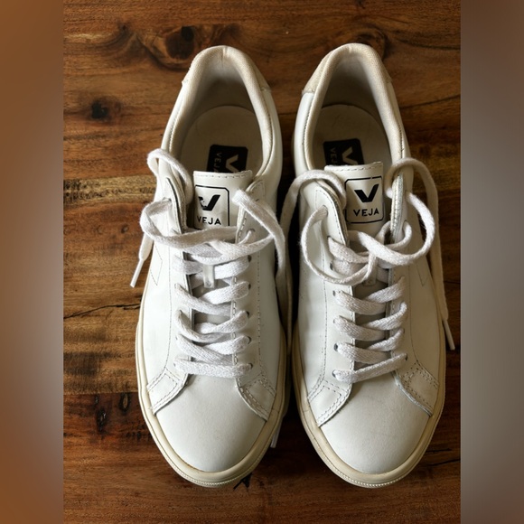 Veja Esplar White Leather Lace Up Shoes Sneakers Women's Size 7 - Picture 6 of 9